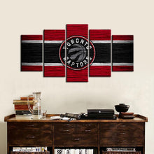 Load image into Gallery viewer, Toronto Raptors Wooden Look 5 Pieces Painting Canvas
