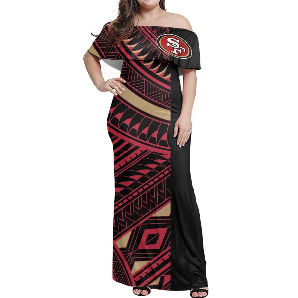 San Francisco 49ers Women Elegant Aloha Maxi Dress