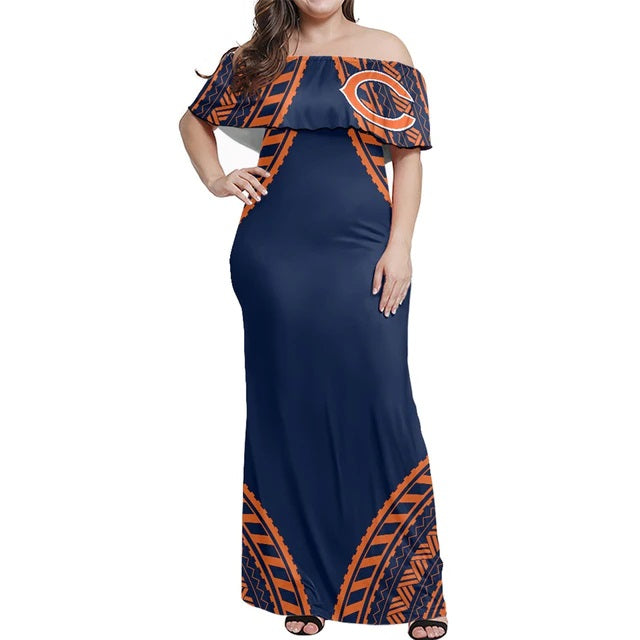 Chicago Bears Women Elegant Aloha Maxi Dress