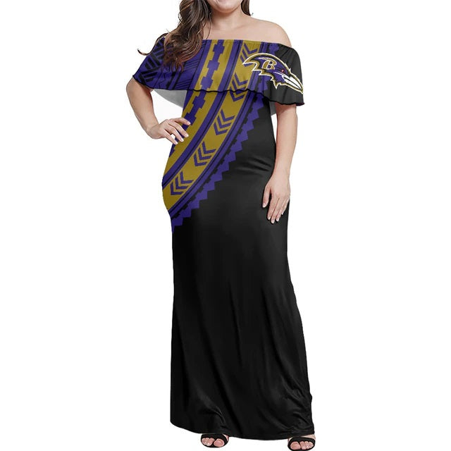 Baltimore Ravens Women Elegant Aloha Maxi Dress