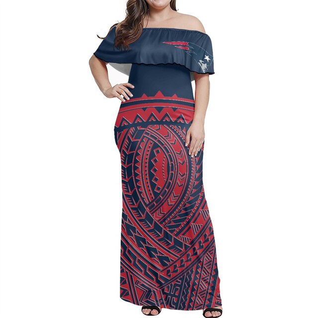 New England Patriots Women Elegant Aloha Maxi Dress