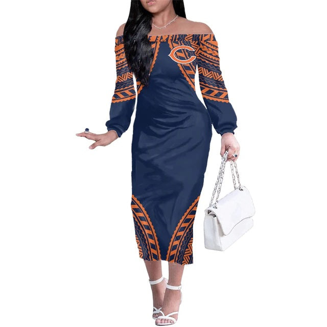 Chicago Bears Women Elegant Aloha Midi Dress