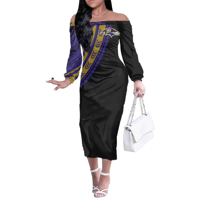 Baltimore Ravens Women Elegant Aloha Midi Dress