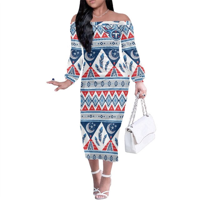 Tennessee Titans Women Elegant Aloha Midi Dress