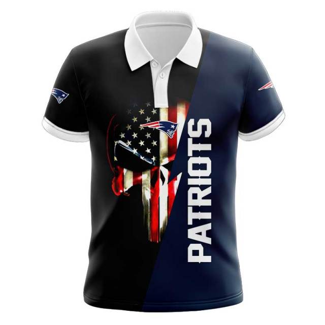 New England Patriots Skull 3D Polo Shirt