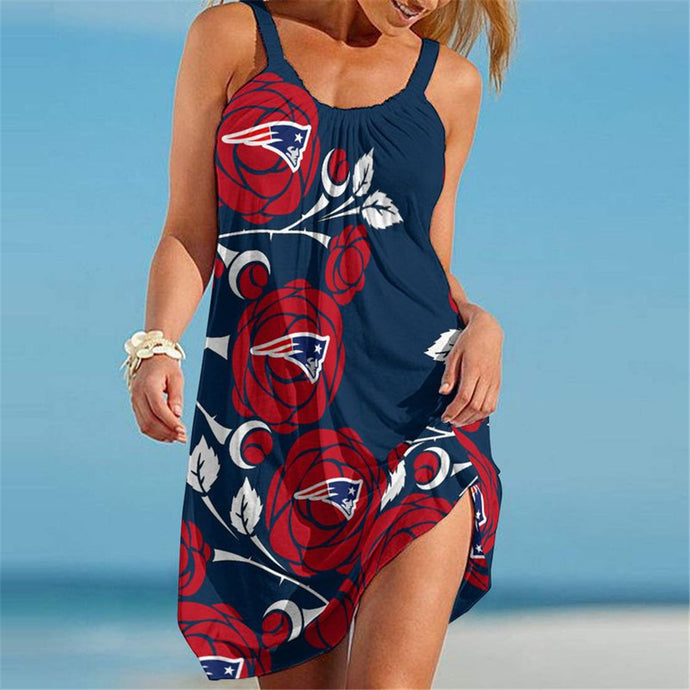 New England Patriots Women Floral Beach Dress