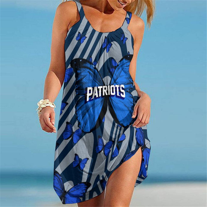 New England Patriots Women Butterfly Beach Dress