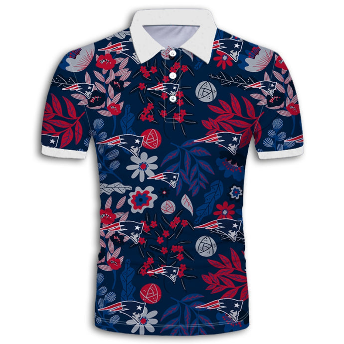 New England Patriots Aloha Hawaiian Polo Shirt