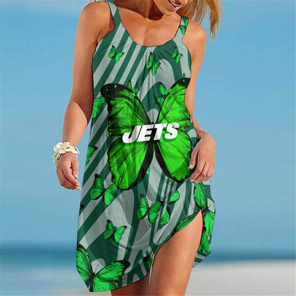 New York Jets Women Butterfly Beach Dress