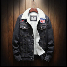 Load image into Gallery viewer, New England Patriots Fur Denim Jacket