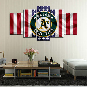 Oakland Athletics American Flag Wall Canvas