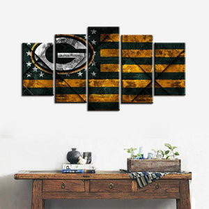Green Bay Packers Rough Texture 5 Pieces Painting Canvas