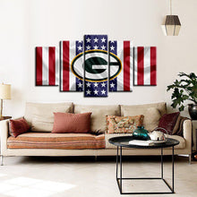 Load image into Gallery viewer, Green Bay Packers American Flag Look 5 Pieces Painting Canvas