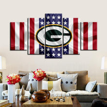 Load image into Gallery viewer, Green Bay Packers American Flag Wall Canvas 1