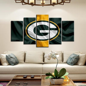 Green Bay Packers Fabric Flag Look 5 Pieces Painting Canvas 2