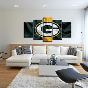 Green Bay Packers Fabric Flag Look 5 Pieces Painting Canvas