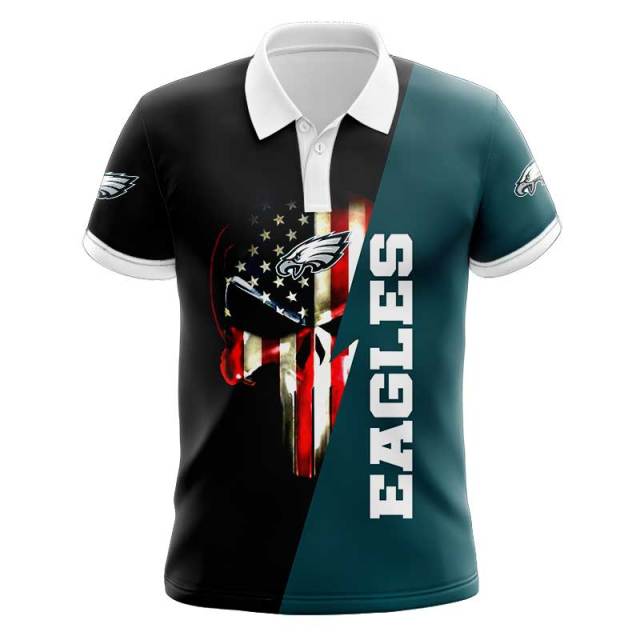 Philadelphia Eagles Skull 3D Polo Shirt