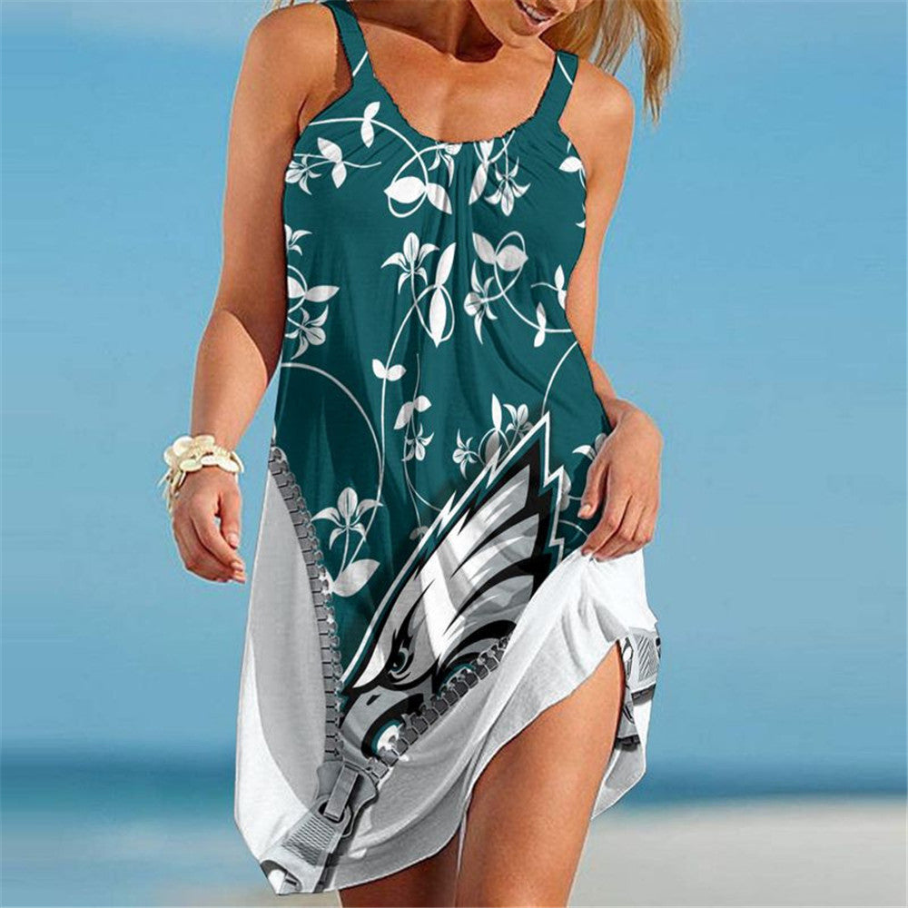 Philadelphia Eagles Women Floral 3D Beach Dress