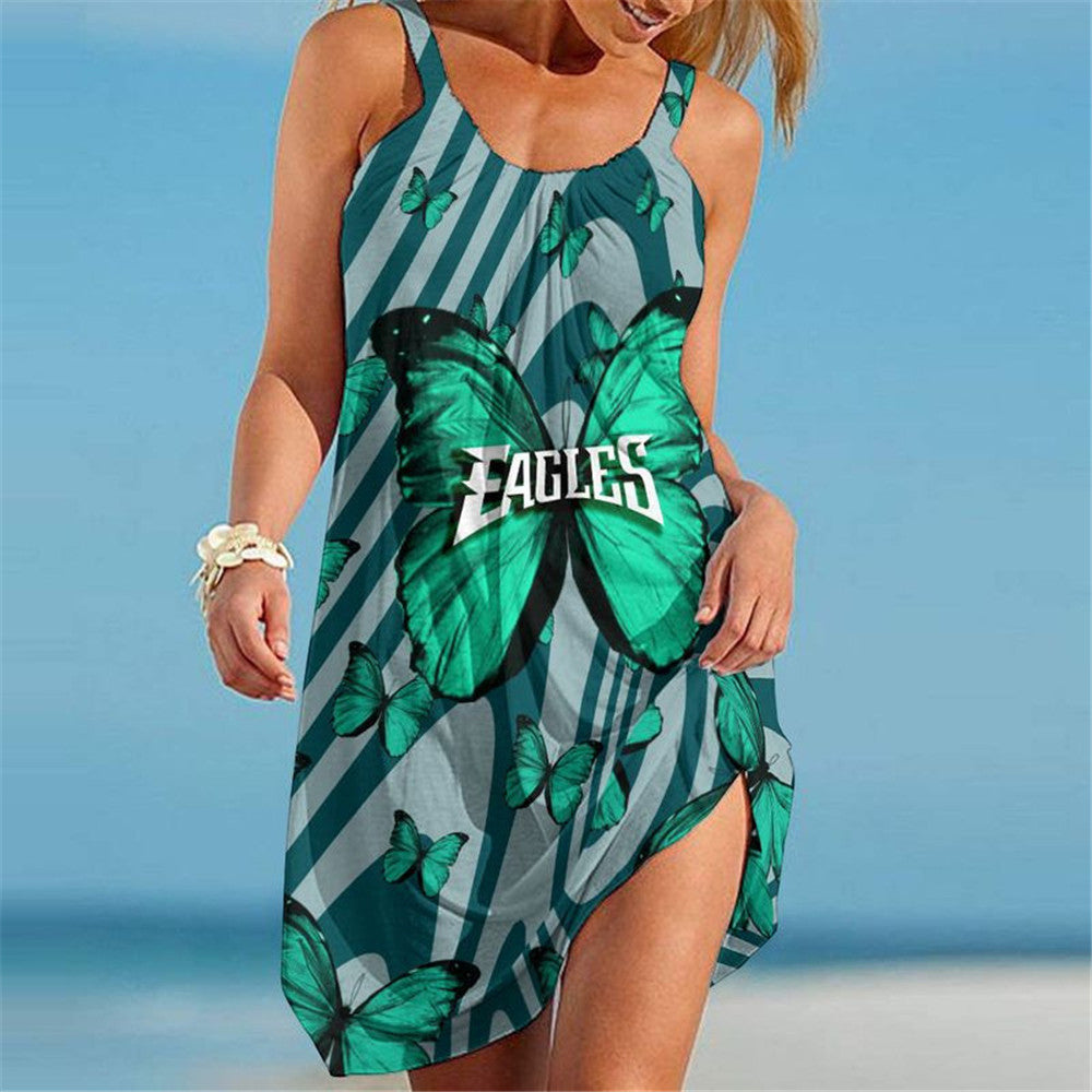 Philadelphia Eagles Women Butterfly Beach Dress