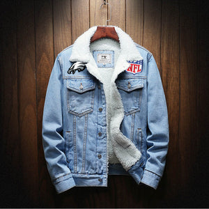 Philadelphia Eagles Fur Denim Jacket