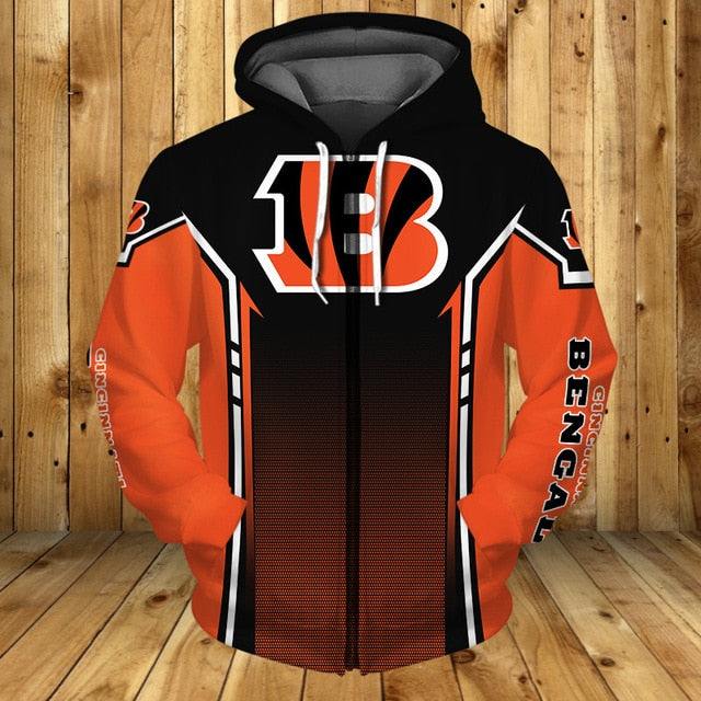 Cincinnati Bengals Casual Zipper Hoodie