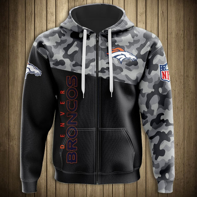 Denver Broncos 3D Zipper Hoodie