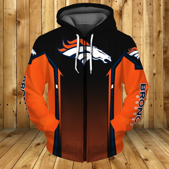 Denver Broncos Casual Zipper Hoodie