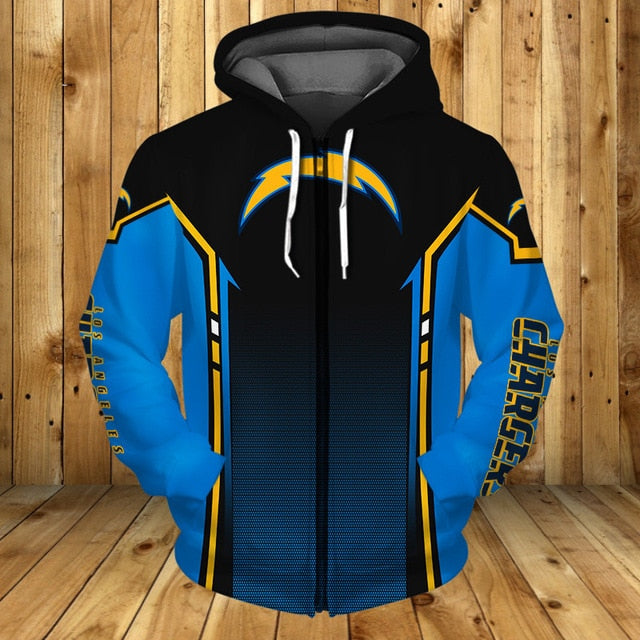 Los Angeles Chargers Casual Zipper Hoodie