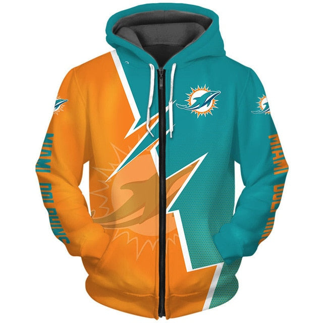 Miami Dolphins Casual Zipper Hoodie