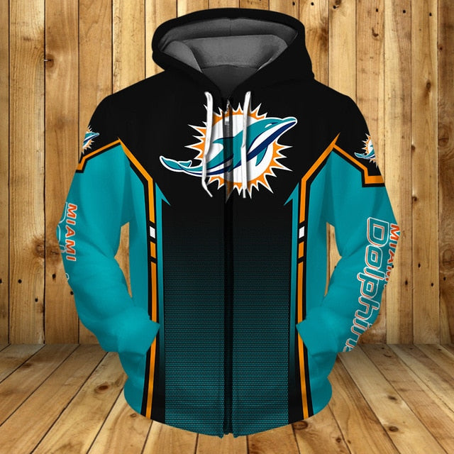 Miami Dolphins Casual Zipper Hoodie