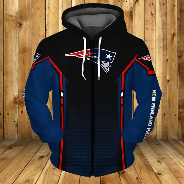 New England Patriots Casual Zipper Hoodie