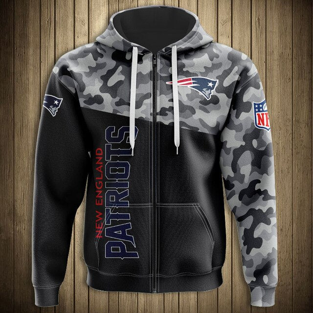 New England Patriots 3D Zipper Hoodie