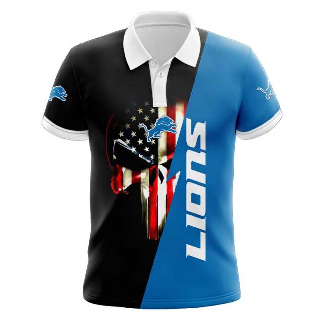 Detroit Lions Skull 3D Polo Shirt