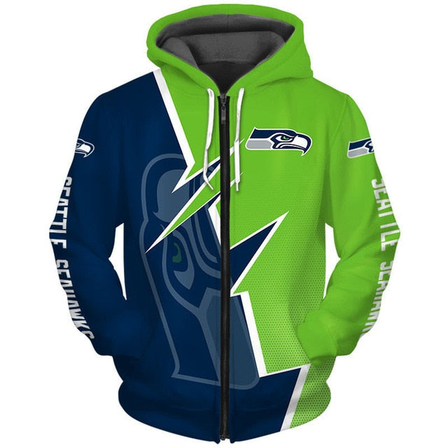 Seattle Seahawks Casual Zipper Hoodie