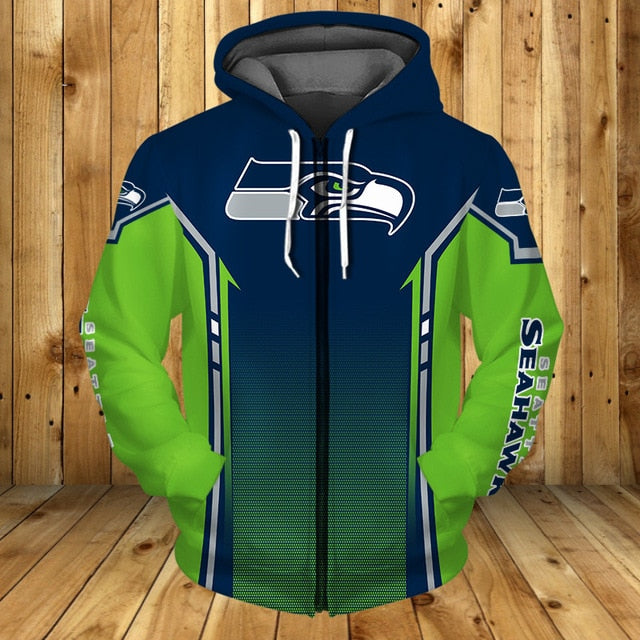 Seattle Seahawks Casual Zipper Hoodie