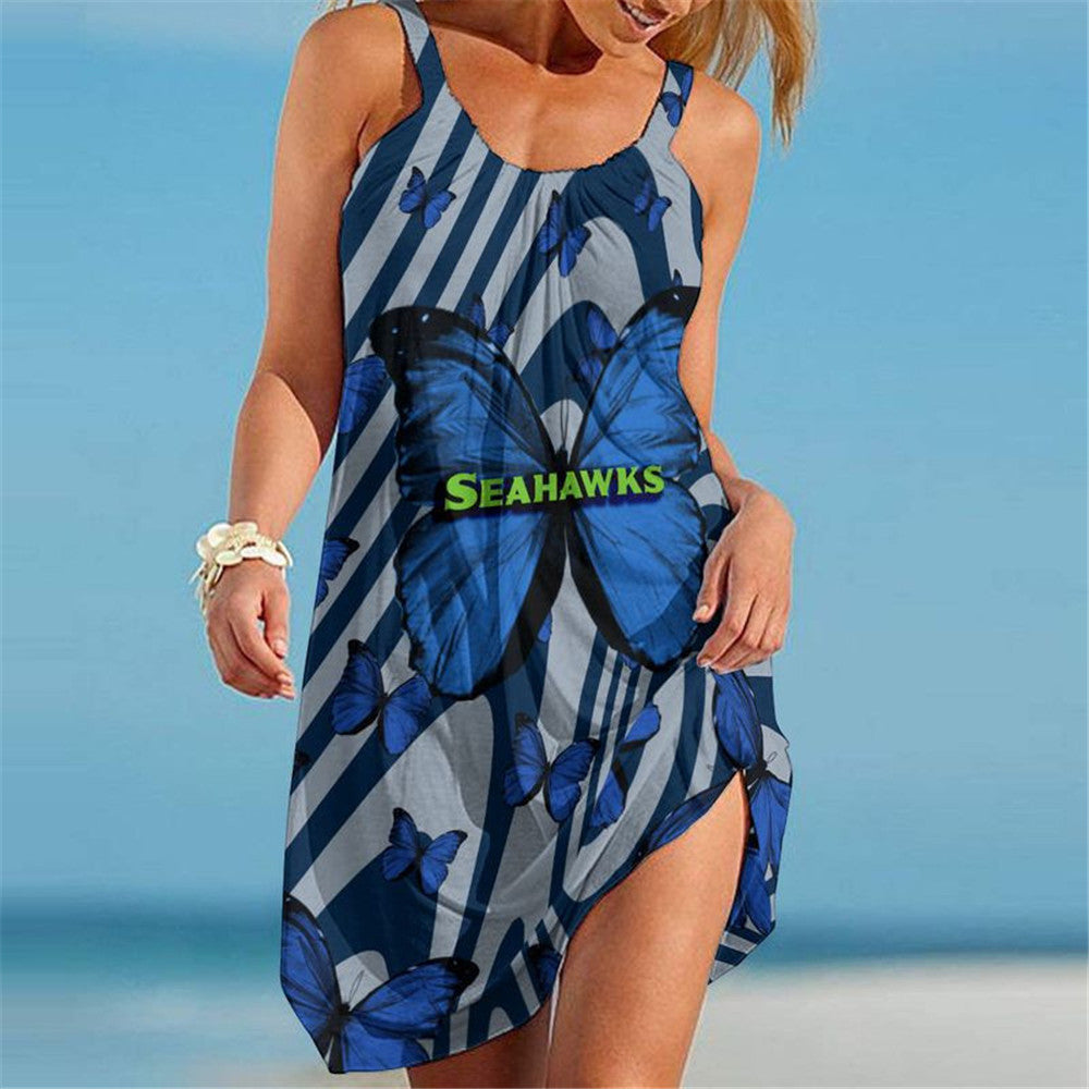 Seattle Seahawks Women Butterfly Beach Dress