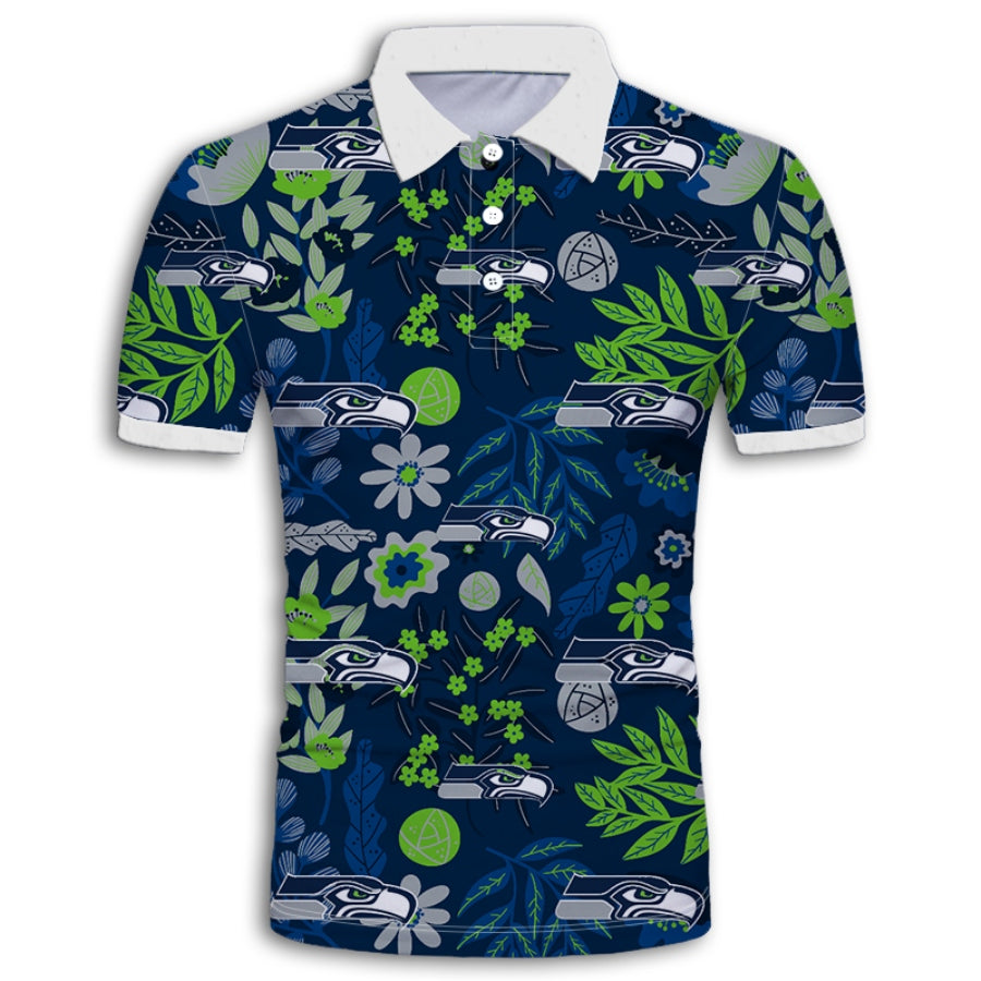 Seattle Seahawks Aloha Hawaiian Polo Shirt