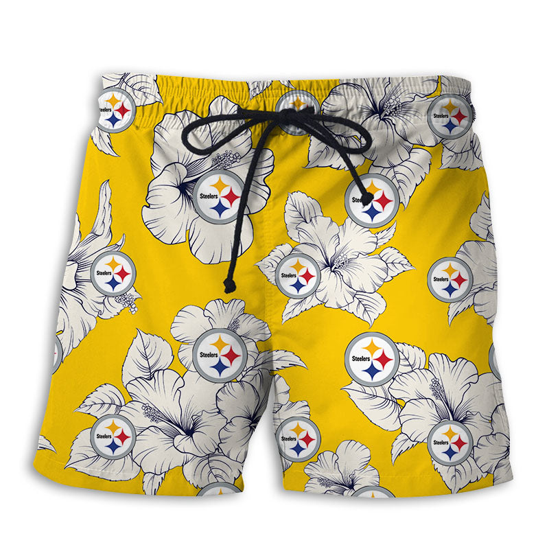 Pittsburgh Steelers Tropical Floral Shorts