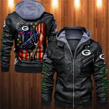 Load image into Gallery viewer, Green Bay Packers American Flag 3D Leather Jacket