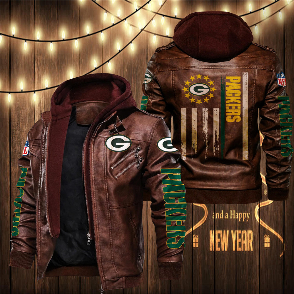 Green Bay Packers Flag Leather Jacket