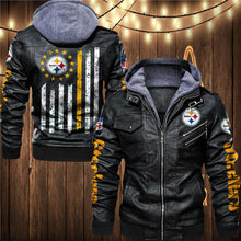 Load image into Gallery viewer, Pittsburgh Steelers Flag Leather Jacket