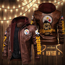 Load image into Gallery viewer, Pittsburgh Steelers Skull 3D Leather Jacket