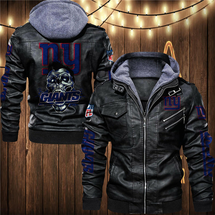 New York Giants 3D Skull Leather Jacket