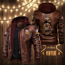 Load image into Gallery viewer, Minnesota Vikings Skull 3D Leather Jacket