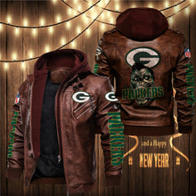 Load image into Gallery viewer, Green Bay Packers Skull 3D Leather Jacket