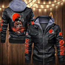 Load image into Gallery viewer, Cleveland Browns Skull 3D Leather Jacket