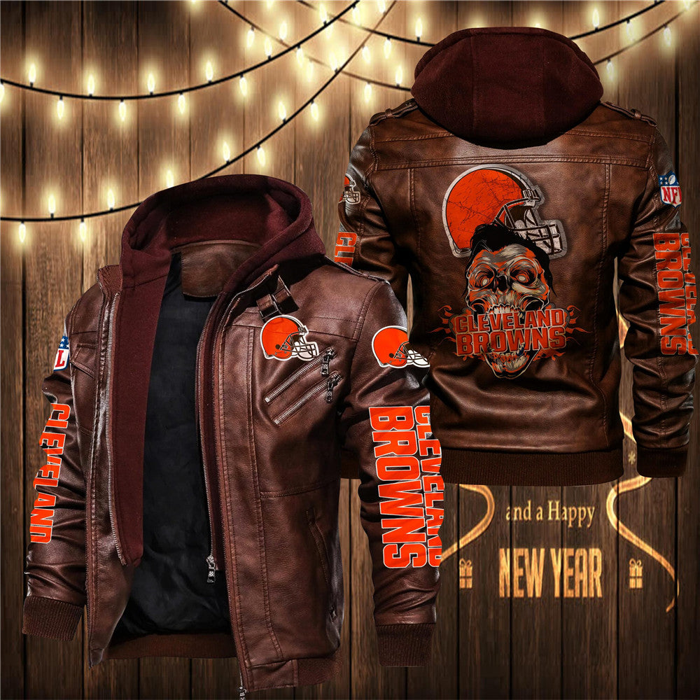 Cleveland Browns Skull 3D Leather Jacket