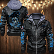 Load image into Gallery viewer, Carolina Panthers Skull 3D Leather Jacket