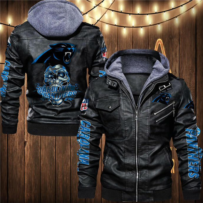 Carolina Panthers Skull 3D Leather Jacket