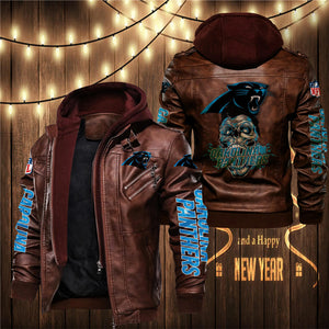 Carolina Panthers Skull 3D Leather Jacket